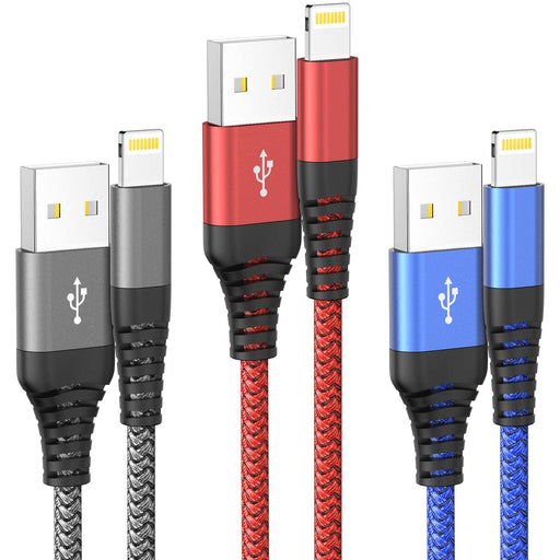 3Pack 6FT/1.8M iPhone Charger Braided Charging Cable