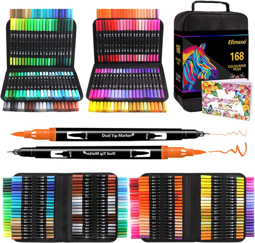 168 Colouring Pens Felt Tip Pens, Adults Colouring Drawing Sketching Calligraphy