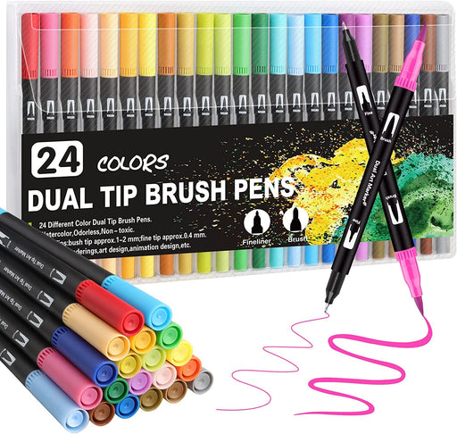 Dual Tip Brush Pens, Colouring Pens for Adults Fineliners Coloured Pens