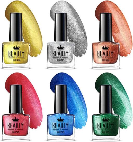 Glam & Shimmer by Beauty4Britain Set of 6 Nail Polishes 10 ml