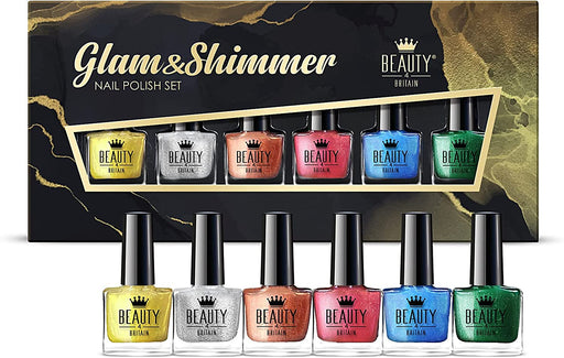 Glam & Shimmer by Beauty4Britain Set of 6 Nail Polishes 10 ml