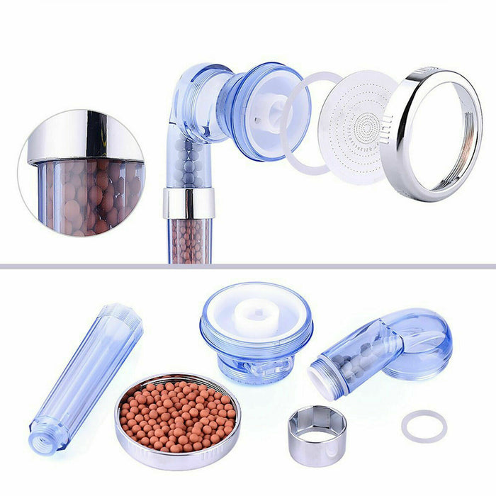 Unique Shower Head 300% High Turbo Pressure 40% Water Saving Laser Ionic 3 Filters UK
