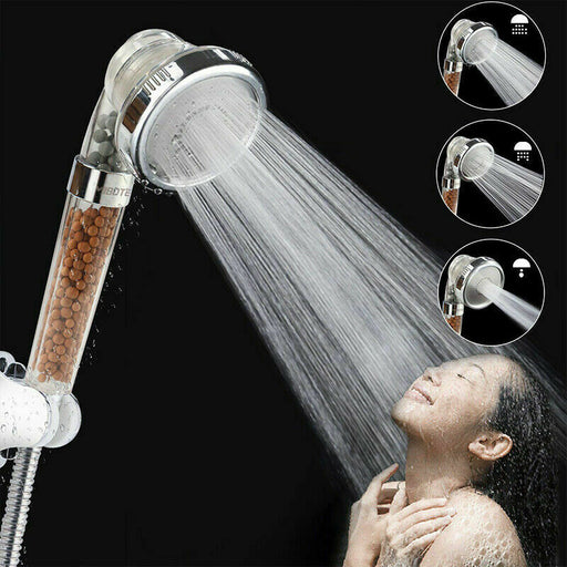 Unique Shower Head 300% High Turbo Pressure 30% Water Saving Laser Ionic 3 Filters UK