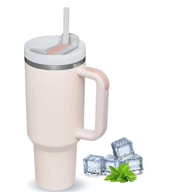 40oz Tumbler with Handle and Straw Lid