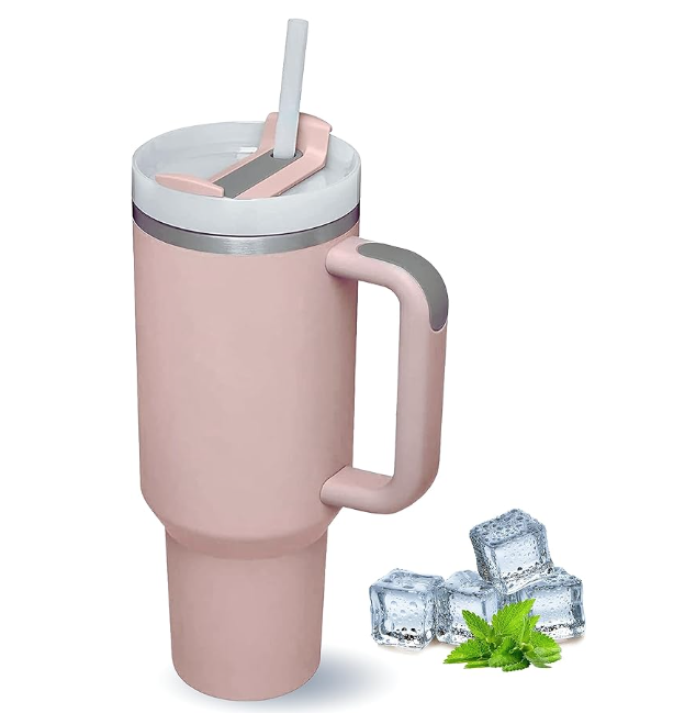 40oz Tumbler with Handle and Straw Lid