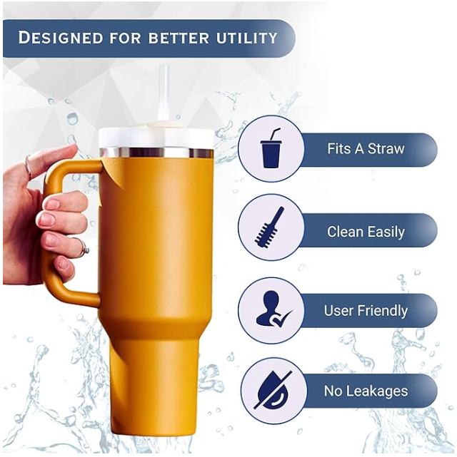 40oz Tumbler with Handle and Straw Lid