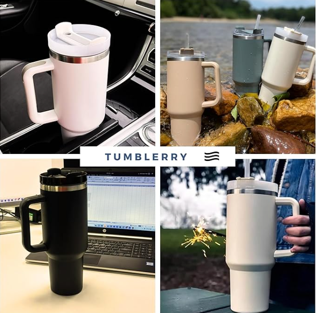 40oz Tumbler with Handle and Straw Lid
